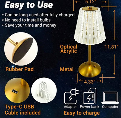 LED Touch Diamond Table Lamp with 3 Modes Changeable