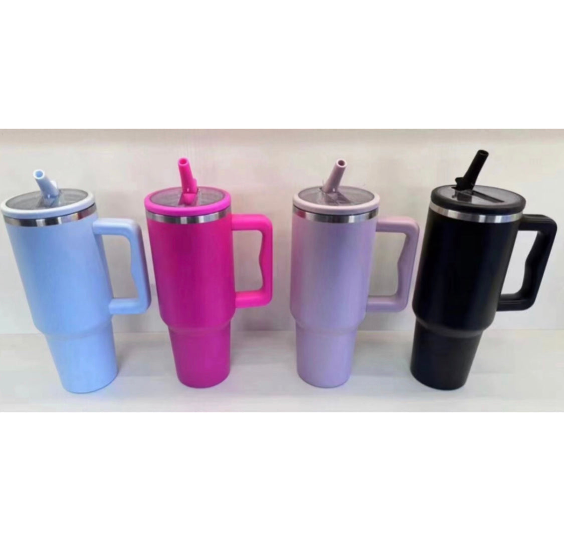 40oz Stainless Steel Tumbler with Foldable Straw