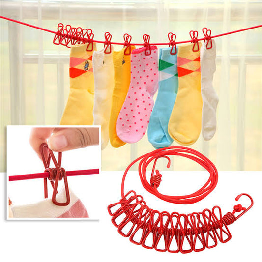 12 Clips Clothes Drying Rope