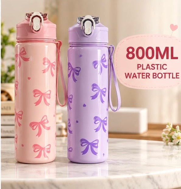 800ml Girls Bow Design Water Bottle