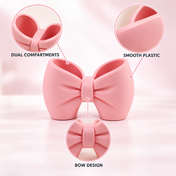 Pink Bow Design Brushes Storage Holder