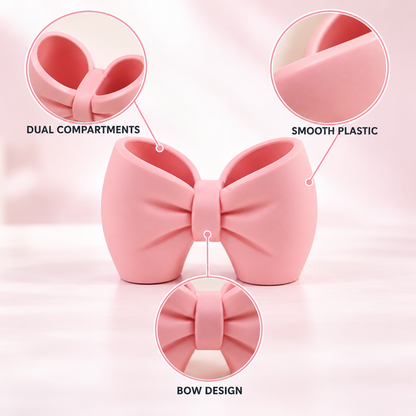 Pink Bow Design Brushes Storage Holder