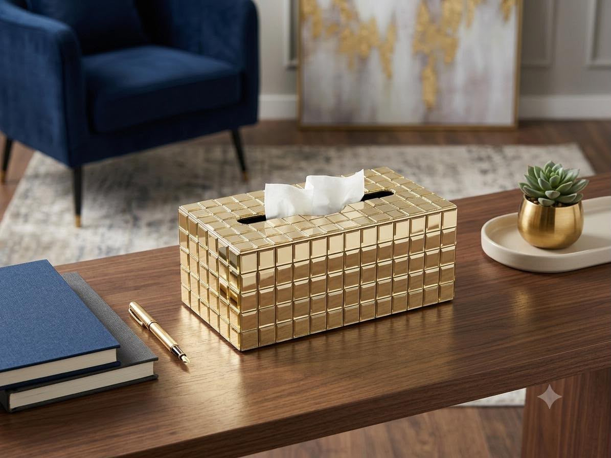 Golden Rectangular Tissue Box