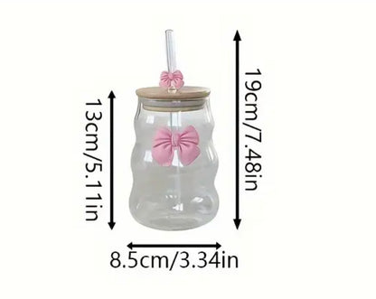 Bow Coffee Glass with Straw and Lid