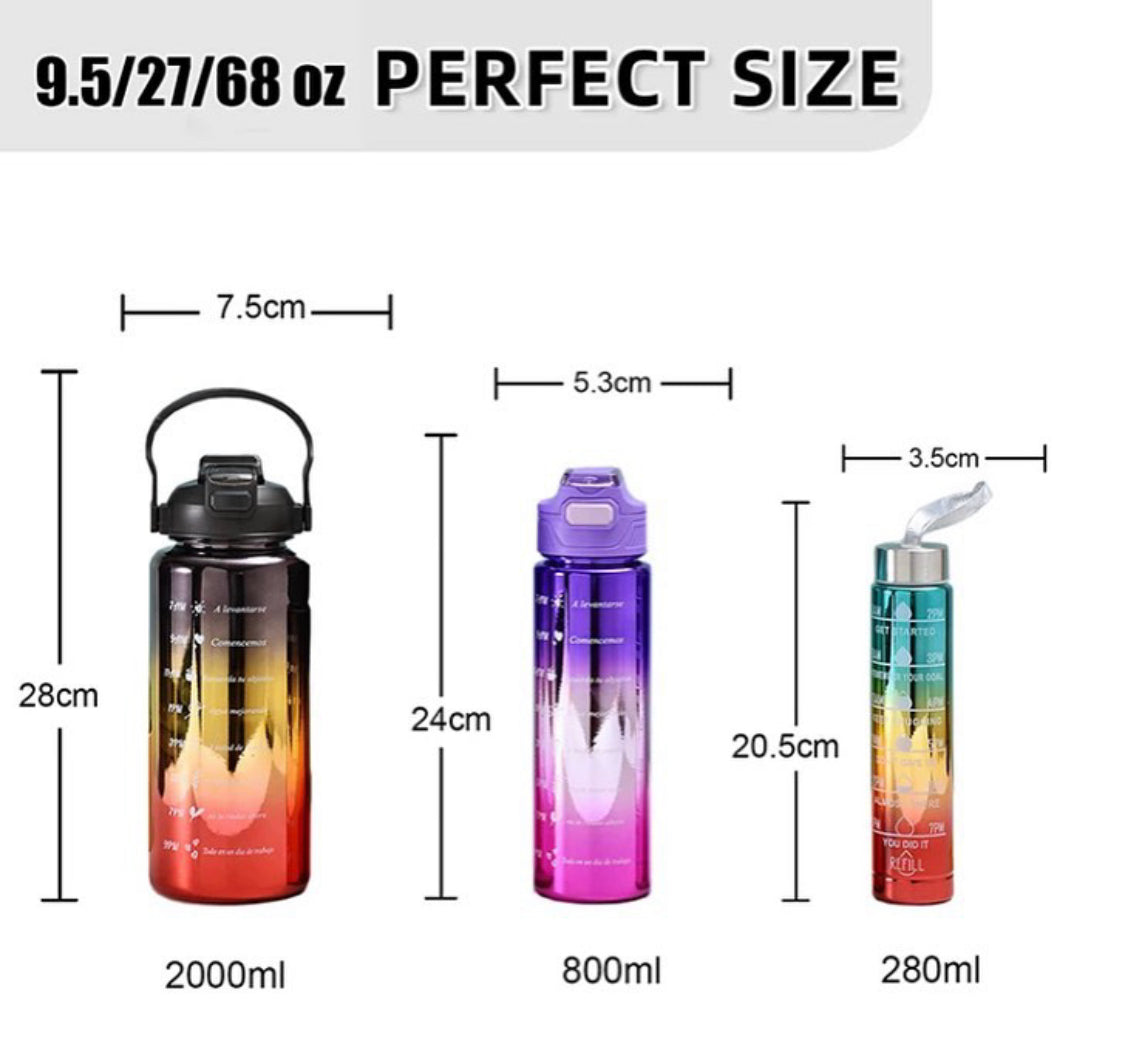 Multipurpose 3 Pcs Metallic Water Bottle set