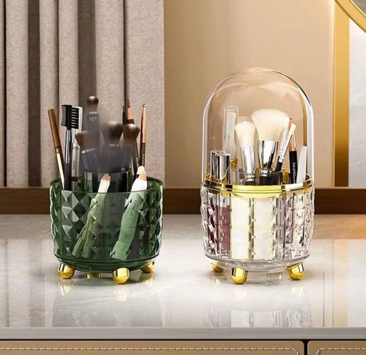 Rotating Makeup Brush Holder with Lid