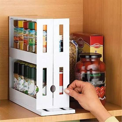 Multi-Function 2 Tier Double Layer Rotate Spice Storage Rack