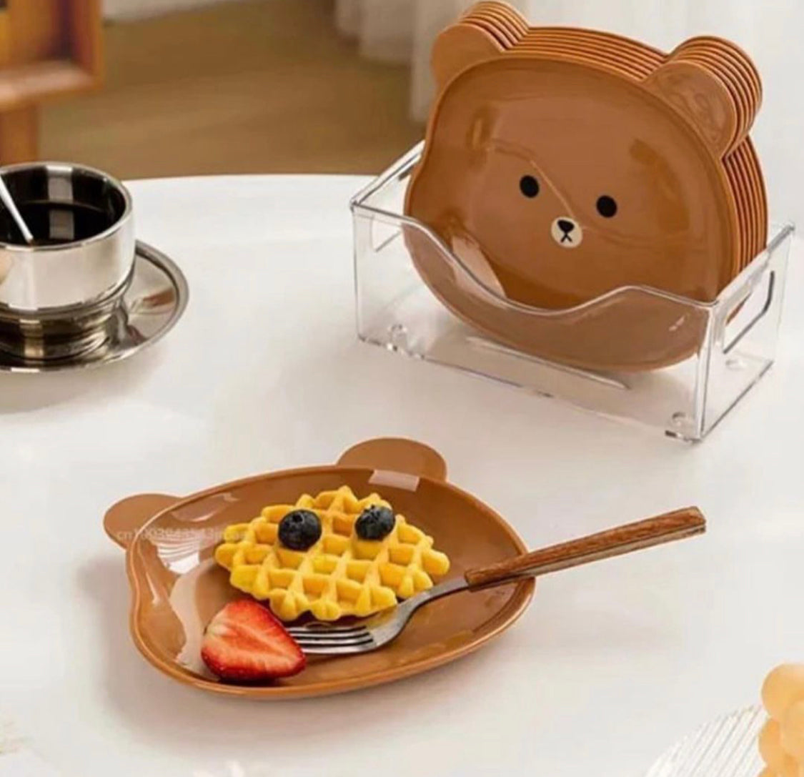 8 Pcs Bear Plates for kids with Holder