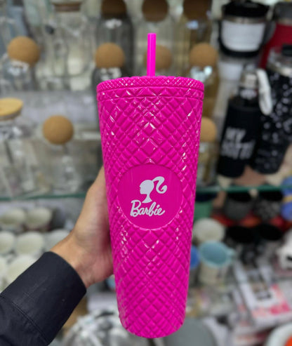 New Large Capacity Barbie Straw Tumbler Glass