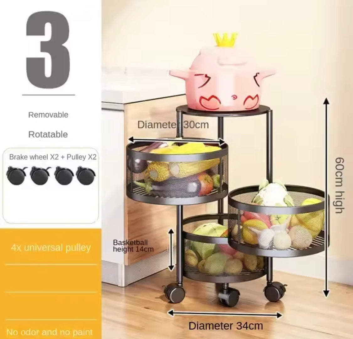 Rond Rice Trolley Metal Rotating Round Storage Trolley with Wheels – Citystore.pk
