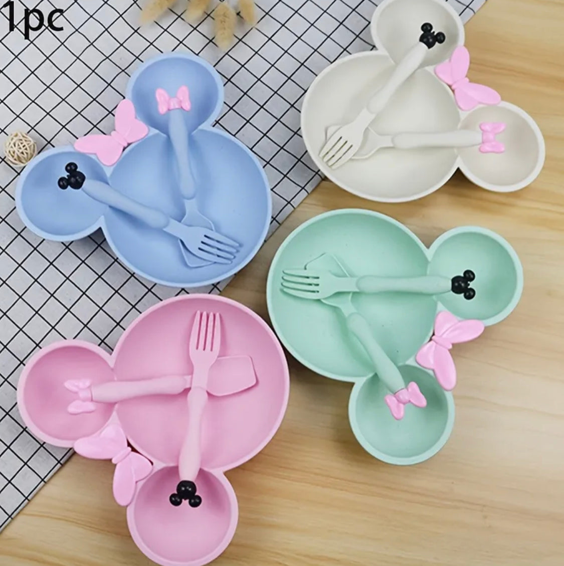 3 Portions Kids Plate with Spoon & Fork