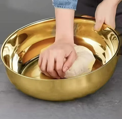 Multipurpose Golden Steel Bowl with Lid