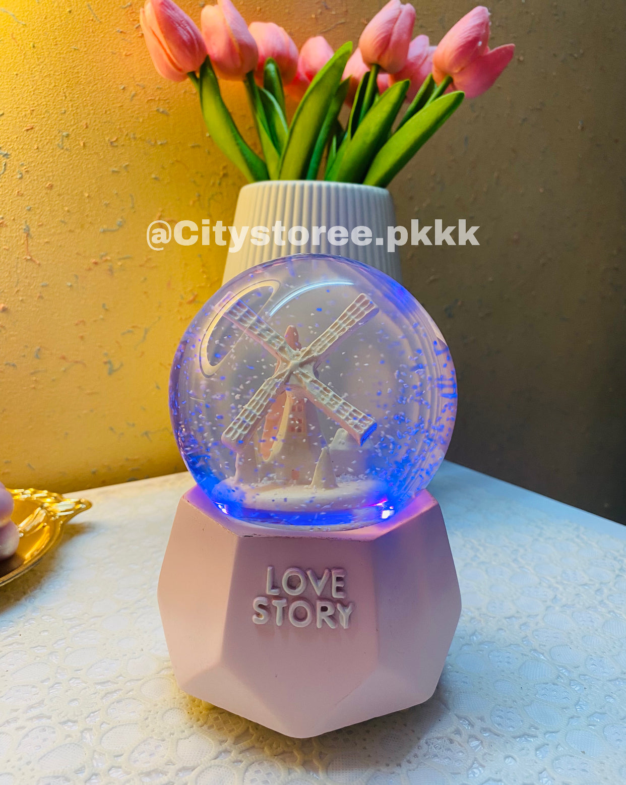 Crystal Ball Snow Globe with Music Box Glowing Light