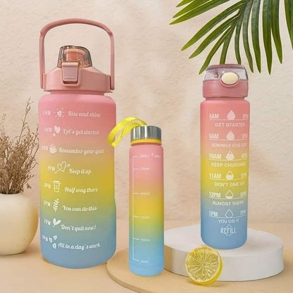 3 Pcs Double Shade Water Bottles Set