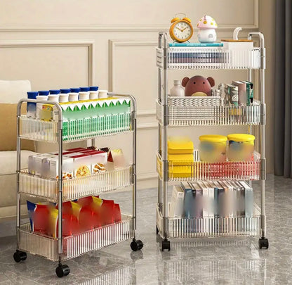 3/4 Layer Acrylic Trolley Storage Shelves trolley