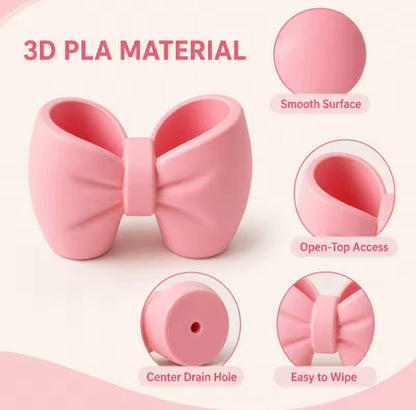 Pink Bow Design Brushes Storage Holder