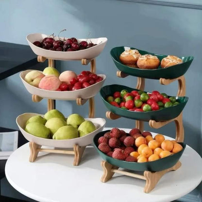 3 Layer Food Platter with Wooden Stand