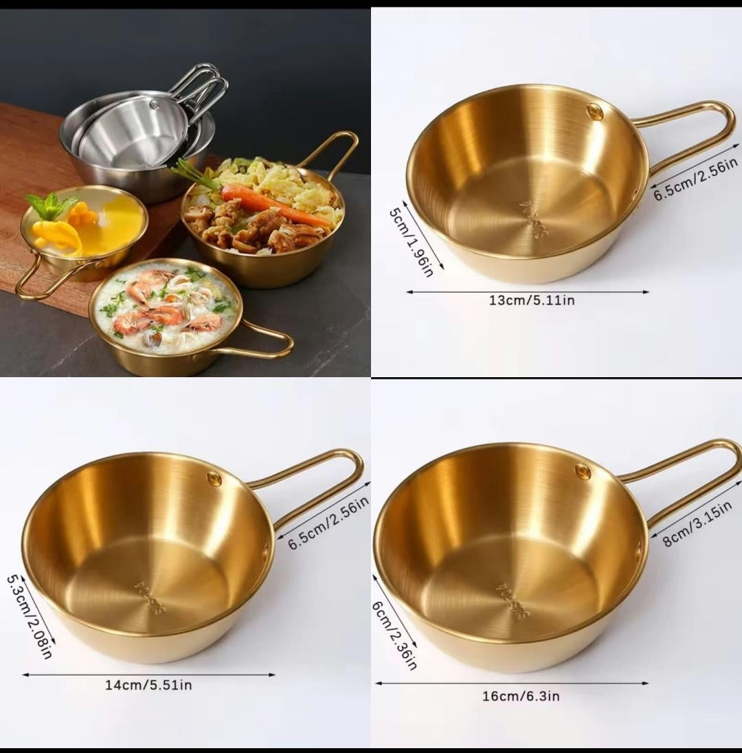 Stainless Steel Golden Ramen Bowl with Handle