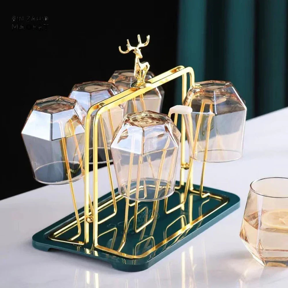 Metal Golden Glass Stand Rack