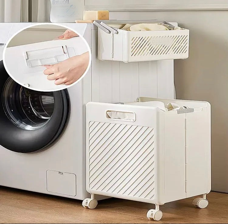 Foldable Laundry Storage Basket with Wheels
