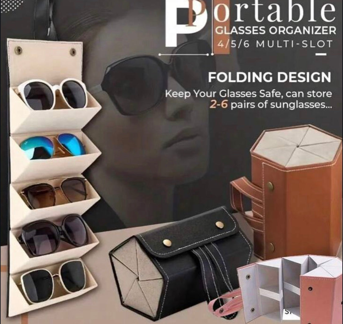 Foldable Leather Sunglasses Organizer Glasses Storage Box