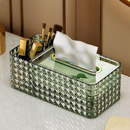 Acrylic 2 in 1 Tissue Box and Storage Organizer