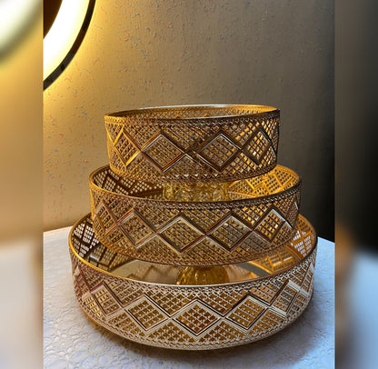 Golden Metal Mirror Vanity Tray