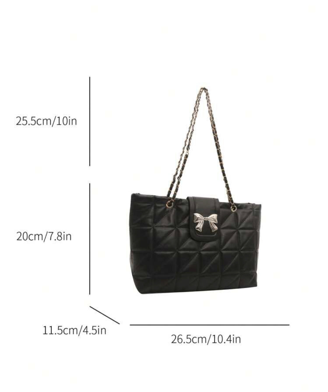 Bow Quilted Black Tote Bag