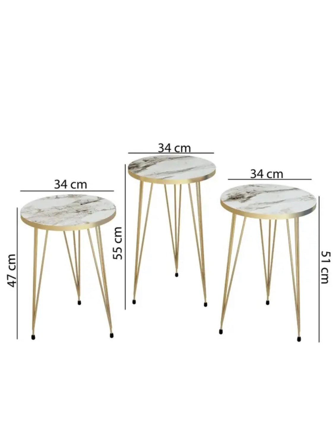 3 Pcs White Round Table Set for Home Decor