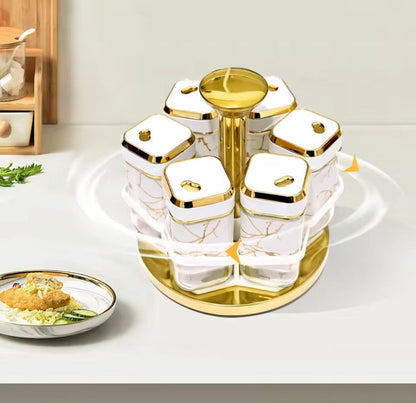 6 Pcs Rotating Spice Jars Organizer