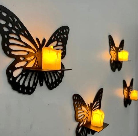 Wooden Butterfly Wall Candle Holder (6x8 inch)