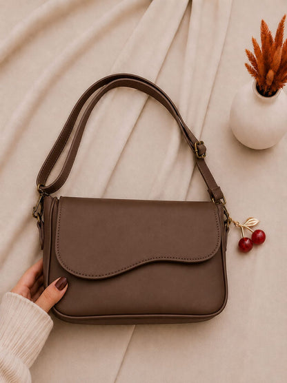 Girls Shoulder Bag with Cherry Keychain