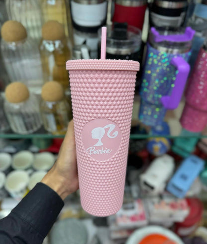 New Large Capacity Barbie Straw Tumbler Glass