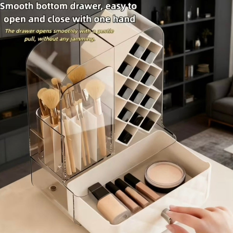 Dustproof Lipstick and Brush Holder with Drawer