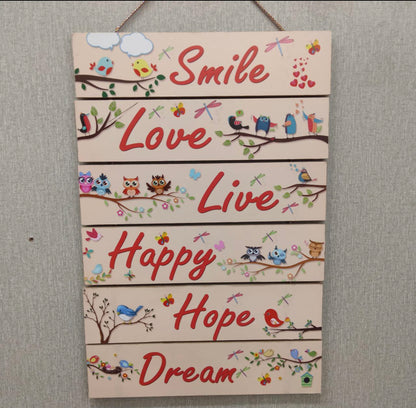 Smile Love live happy quotation hanging Wall Decoration Hanging