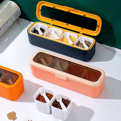 4 Grids Spice Box with Spoons