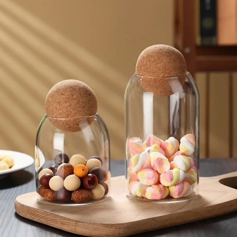 3 Pcs Wood Ball Storage Jars Set