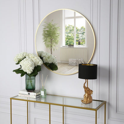 Golden Round Mirrors for Home Decor Vanity Table Mirrors (Size=18 by 18 inches)