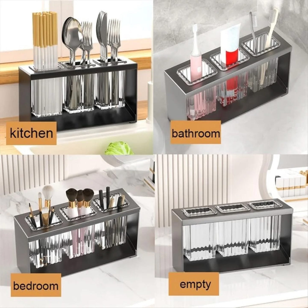 Acrylic Cutlery Holder with Metal Stand