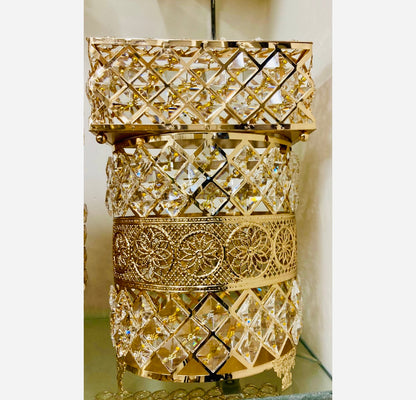 Crystal Zigzag Metal Dustbin and Tissue Box Set