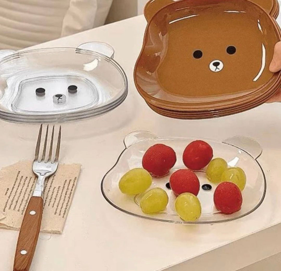 8 Pcs Bear Plates for kids with Holder