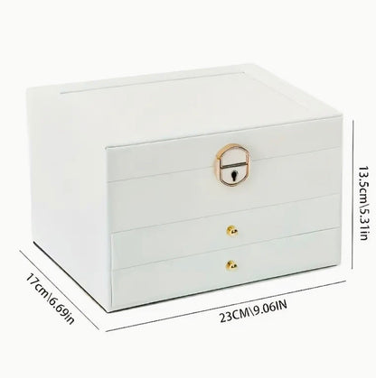 3 Layer Leather Jewellery Box with Drawers