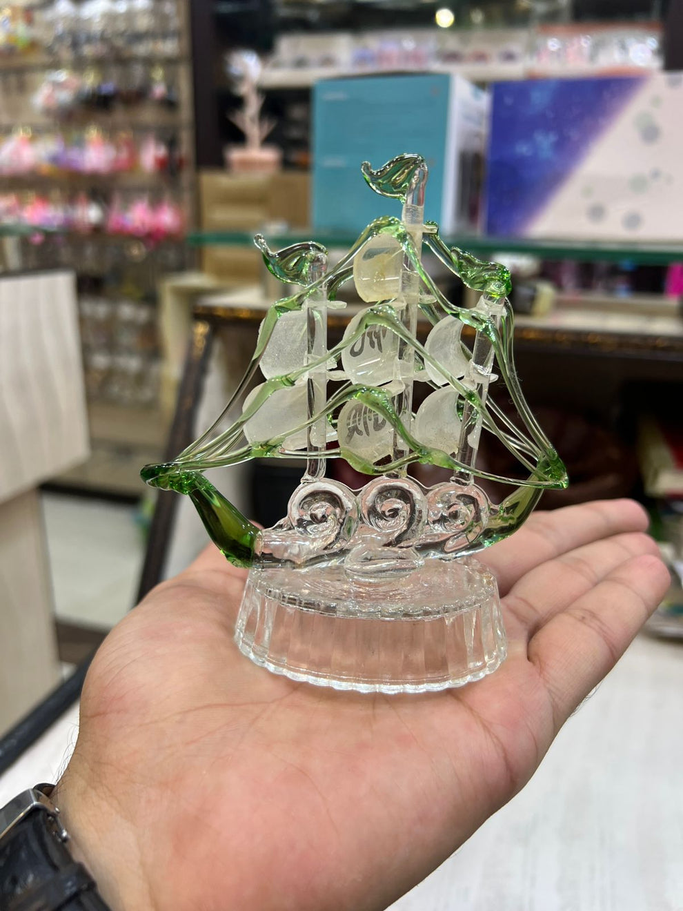 Crystal Ship Decoration Showpiece