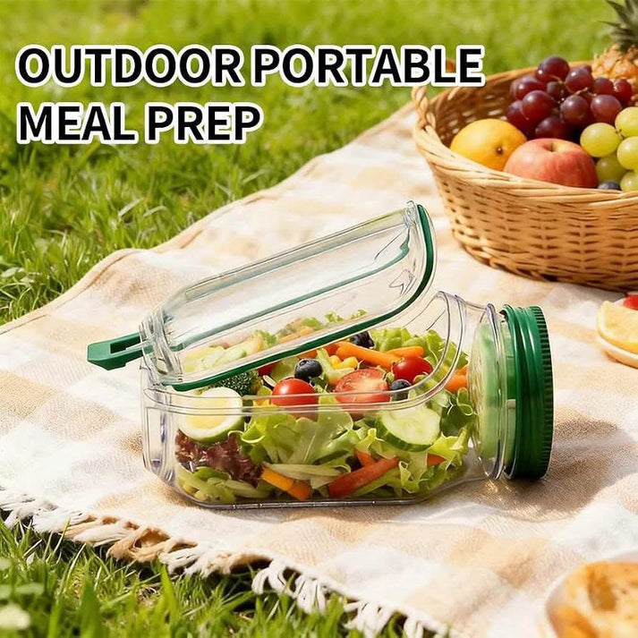 Side Opening Salad Jar with Lid and Fork