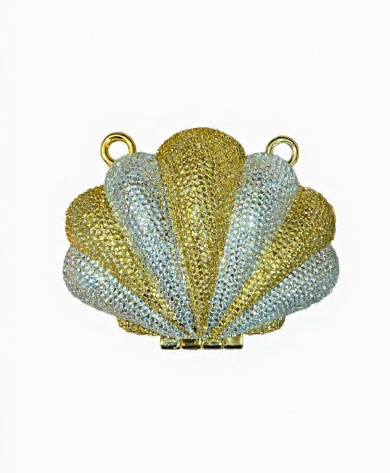 Mini Shell Design Rhinestone Clutch