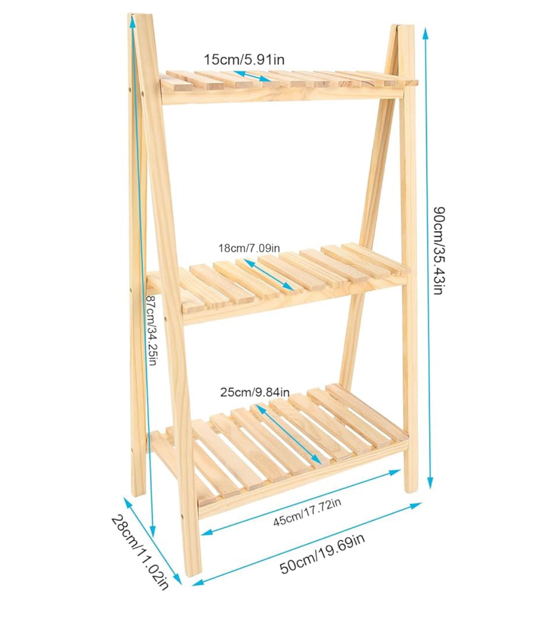 3 Step Wooden Ladder Plant Stand for Decoration