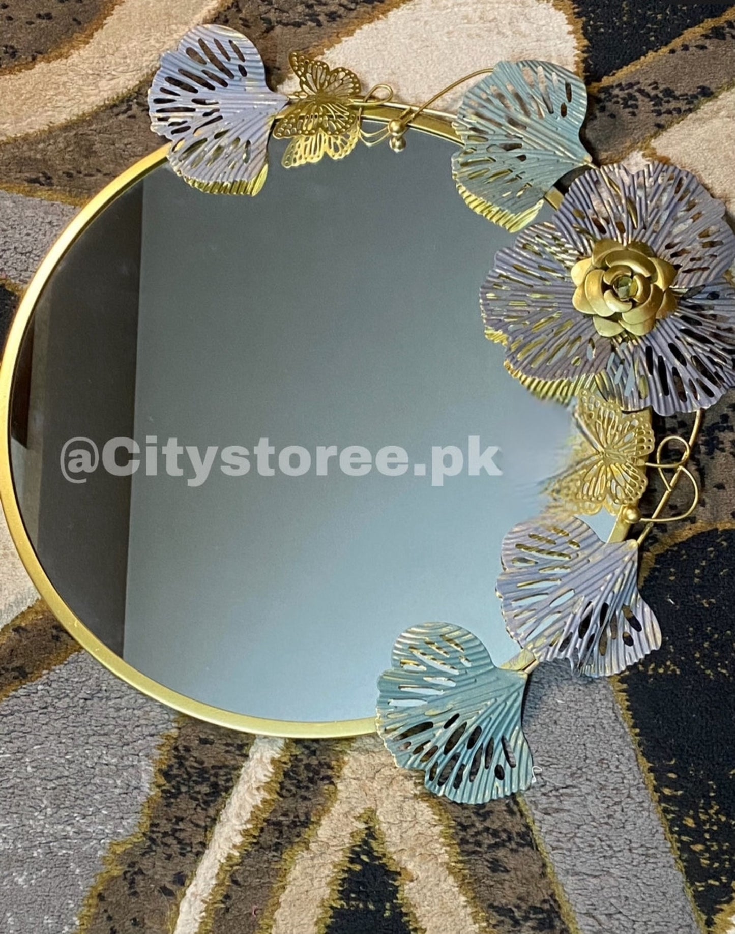 Metal Mirror Motif for Home Decor (Width 16 inches)