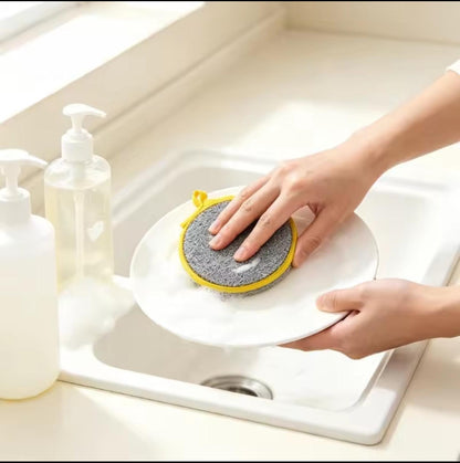 2 Pcs Round Doubleside Dishwash Sponge