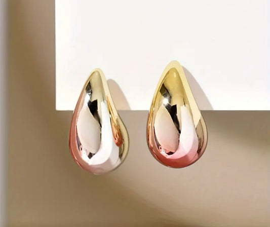 Peach Drop Golden Earrings