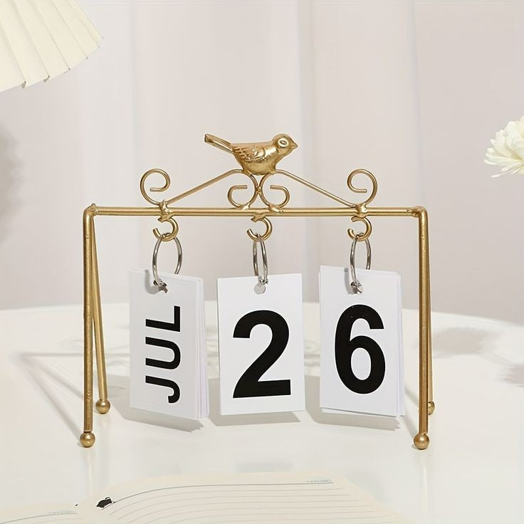 Metal Bird Office Desk Calendar for Home